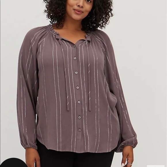 Torrid Purple Stripe Blouse - Picture 2 of 13